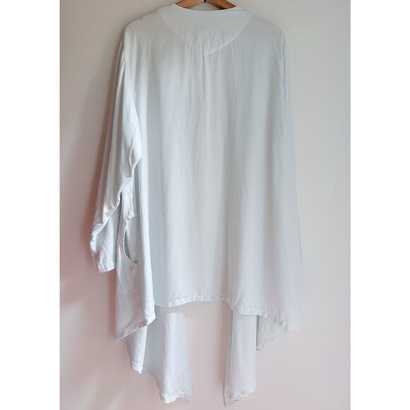 GERTIES 100% Tencel Open Longline Cardigan Ice Blue MEDIUM Lagenlook Minimalist - Picture 3 of 9